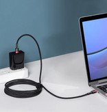 Baseus Cable de carga de 60W USB-C a USB-C Nylon trenzado de 2 metros - Cable de datos del cargador resistente a enredos Negro