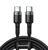 Baseus Câble de charge 100W USB-C vers USB-C 1 mètre en nylon tressé - Câble de données de chargeur résistant à l'enchevêtrement noir