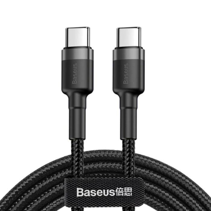 Cable de carga USB-C a USB-C de 60 W, nailon trenzado de 1 metro, cable de datos del cargador resistente a enredos, negro