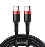 Baseus Câble de charge 100W USB-C vers USB-C 1 mètre en nylon tressé - Câble de données de chargeur résistant à l'enchevêtrement rouge