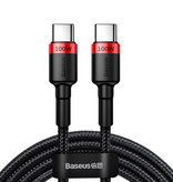 Baseus Câble de charge USB-C vers USB-C 100W Nylon tressé de 2 mètres - Câble de données de chargeur résistant à l'enchevêtrement rouge