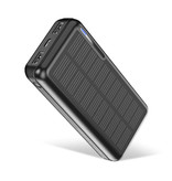 Kuulaa Wireless Solar Power Bank with 4 Ports 20.000mAh - LED Indicator External Emergency Battery Battery Charger Charger Sun Black