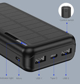 Kuulaa Wireless Solar Power Bank mit 4 Ports 20.000mAh - LED-Anzeige Externer Notfall Akku Ladegerät Ladegerät Sun Black