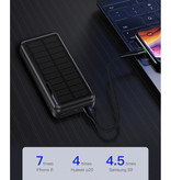 Kuulaa Banca di energia solare wireless con 4 porte 20.000 mAh - Indicatore LED Caricabatteria esterno per batteria di emergenza Caricabatterie Sun Black