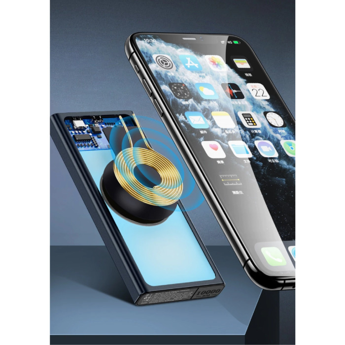 Kuulaa 10,000mAh Wireless Qi Charger + Powerbank Emergency Battery Battery Wireless Charger Pad Black