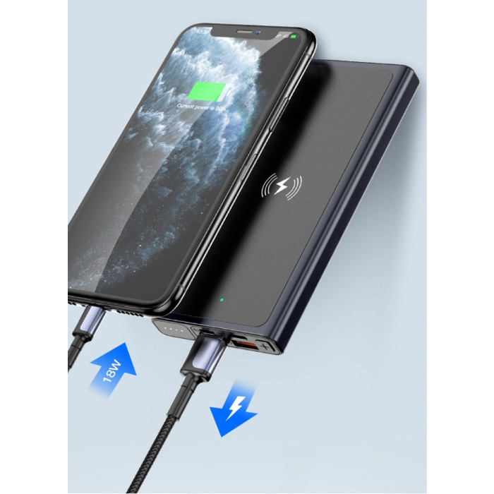 Kuulaa 10,000mAh Wireless Qi Charger + Powerbank Emergency Battery Battery Wireless Charger Pad Black