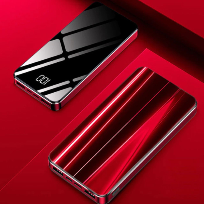 Power Bank da 10.000 mAh con 4 porte - Display a LED Caricabatteria esterno per batteria di emergenza Caricabatterie Rosso