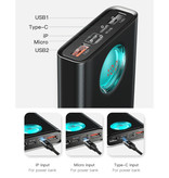 Baseus Powerbank avec 5 ports et charge rapide 3.0 - 20.000mAh Affichage LED Chargeur de batterie de secours externe Chargeur de batterie Blanc