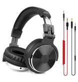 OneOdio Auriculares de estudio con conexión AUX de 6,35 mm y 3,5 mm - Auriculares con micrófono Auriculares para DJ Negro
