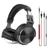 OneOdio Studio Headphones with 6.35mm and 3.5mm AUX Connection - Headset with Microphone DJ Headphones Black