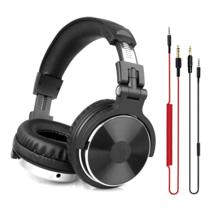 Auriculares de estudio con conexión AUX de 6,35 mm y 3,5 mm - Auriculares con micrófono Auriculares para DJ Negro