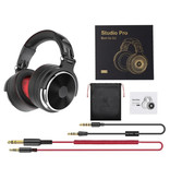 OneOdio Studio Headphones with 6.35mm and 3.5mm AUX Connection - Headset with Microphone DJ Headphones Black