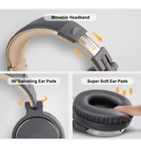 OneOdio Auriculares de estudio con conexión AUX de 6,35 mm y 3,5 mm - Auriculares con micrófono Auriculares para DJ Gris