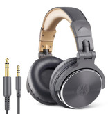 OneOdio Studio-Kopfhörer mit 6,35 mm und 3,5 mm AUX-Anschluss - Headset mit Mikrofon DJ-Kopfhörer Grau
