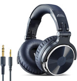 OneOdio Casque de studio avec connexion AUX 6,35 mm et 3,5 mm - Casque avec microphone Casque DJ Bleu