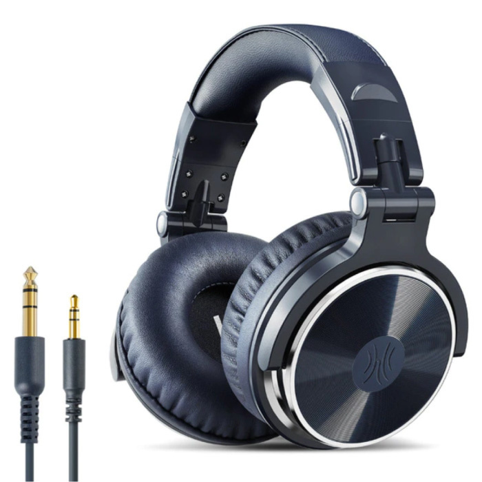 Auriculares de estudio con conexión AUX de 6,35 mm y 3,5 mm - Auriculares con micrófono Auriculares para DJ Azul
