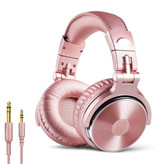 OneOdio Studio Headphones with 6.35mm and 3.5mm AUX Connection - Headset with Microphone DJ Headphones Pink