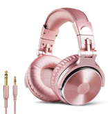 OneOdio Studio-Kopfhörer mit 6,35 mm und 3,5 mm AUX-Anschluss - Headset mit Mikrofon DJ-Kopfhörer Pink