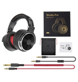 OneOdio Studio Koptelefoon met 6.35mm en 3.5mm AUX Aansluiting - Headset met Microfoon DJ Headphones Roze-Wit