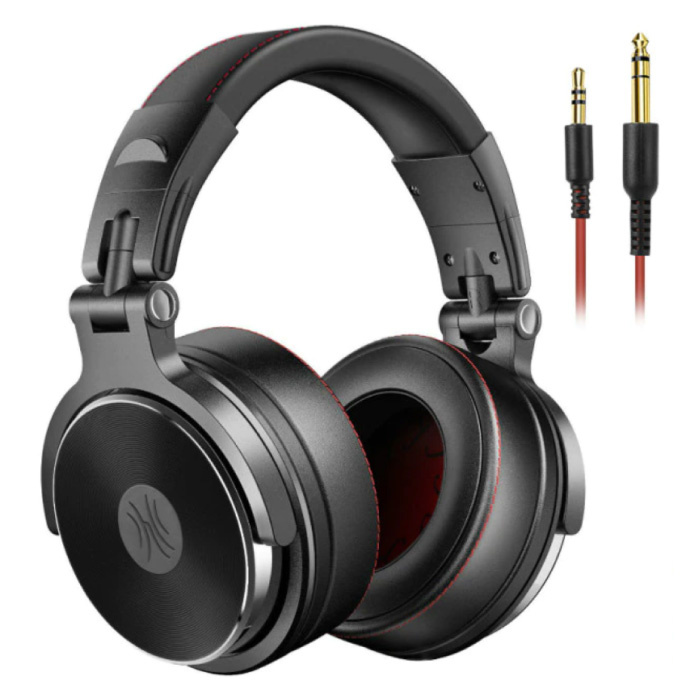 Auriculares Pro Studio con conexión AUX de 6,35 mm y 3,5 mm - Auriculares con micrófono Auriculares para DJ Negro