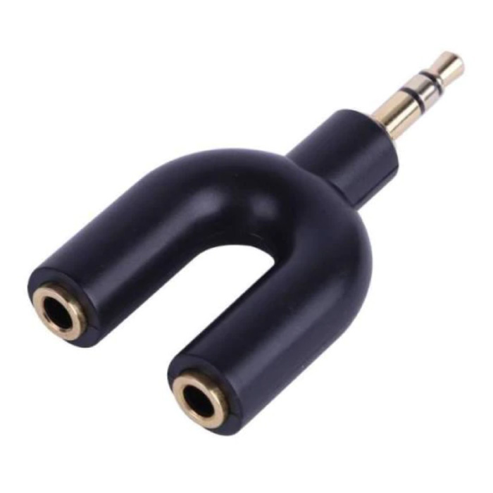 Rozdzielacz słuchawkowy AUX w kształcie litery Y - Podwójny adapter audio do słuchawek Rozdzielacz stereo Czarny