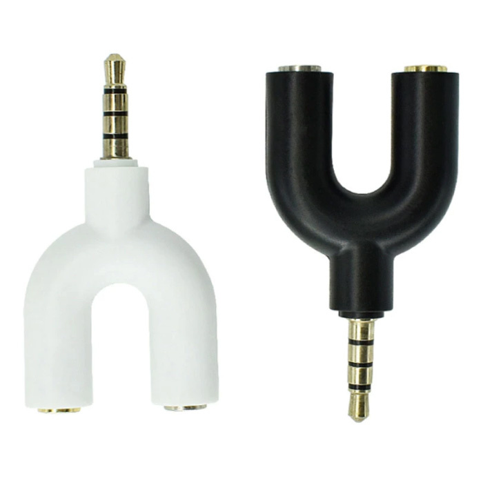 Schianvex Divisor de auriculares AUX en forma de Y - Adaptador de audio dual para auriculares Divisor estéreo Negro