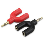 Schianvex Rozdzielacz słuchawkowy AUX w kształcie litery Y - Podwójny adapter audio do słuchawek Rozdzielacz stereo Czarny
