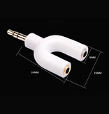 Schianvex Y-Shape AUX Headphone Splitter - Headphone Dual Audio Adapter Stereo Divider White