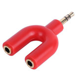 Schianvex Rozdzielacz słuchawkowy AUX w kształcie litery Y - Podwójny adapter audio do słuchawek Rozdzielacz stereo Czerwony