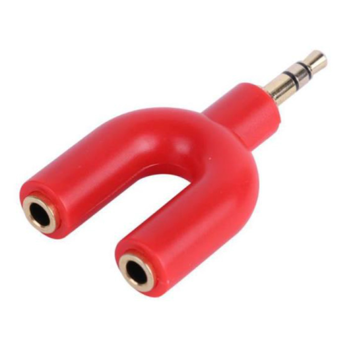 Séparateur de casque AUX en forme de Y - Double adaptateur audio pour casque Diviseur stéréo rouge