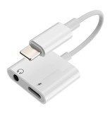 ! ACCEZZ Cargador y divisor AUX para iPhone Lightning - Adaptador divisor de audio para auriculares Blanco