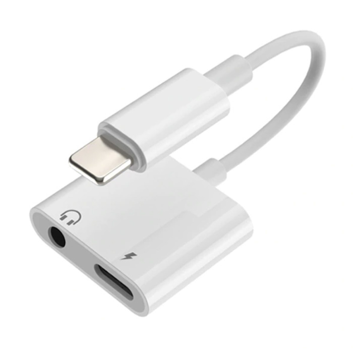 Ładowarka iPhone Lightning i rozdzielacz AUX - adapter rozgałęźnika audio do słuchawek Biały