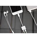 ! ACCEZZ Cargador y divisor AUX para iPhone Lightning - Adaptador divisor de audio para auriculares Blanco