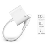 ! ACCEZZ iPhone Lightning Charger & Audio Splitter - Adaptateur pour casque et chargeur 8 broches Blanc