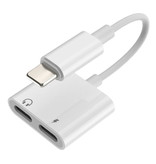 ! ACCEZZ Caricabatterie Lightning e splitter audio per iPhone - Adattatore per cuffie e caricabatterie a 8 pin Bianco