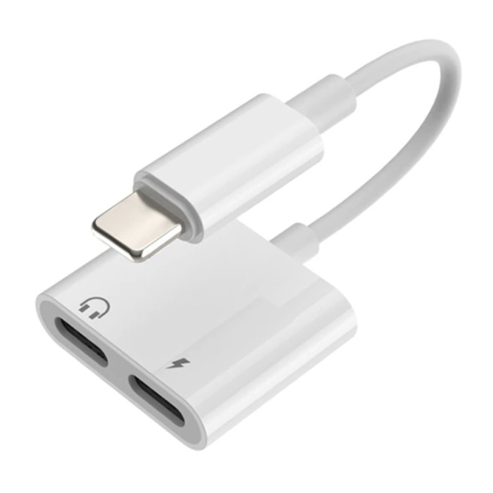 Divisor de audio y cargador Lightning para iPhone - Adaptador de auriculares y cargador de 8 pines Blanco