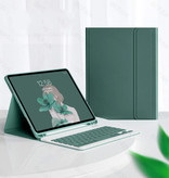 ABEIFAN Funda con teclado para iPad Air 2 Pro (9,7 ") con ratón inalámbrico - Teclado multifunción QWERTY Funda inteligente Bluetooth Funda Funda Verde