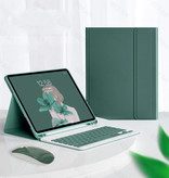 ABEIFAN Toetsenbord Hoes voor iPad Air 2 Pro (9.7") met Draadloze Muis - QWERTY Multifunctionele Keyboard Bluetooth Smart Cover Case Hoesje Groen