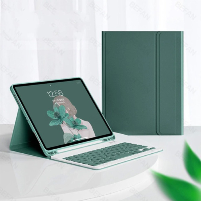Tastaturabdeckung für iPad Air 3 (10,5 ") - QWERTY Multifunktionstastatur Bluetooth Smart Cover Hülle grün