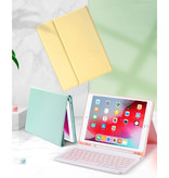 ABEIFAN Cover per tastiera per iPad Air 3 (10,5 ") - Tastiera multifunzione QWERTY Bluetooth Smart Cover Custodia blu