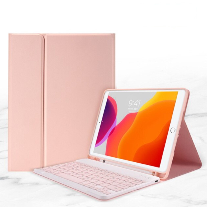 Nakładka na klawiaturę do iPada Air 3 (10,5 cala) - Wielofunkcyjna klawiatura QWERTY Etui z etui Bluetooth Smart Cover w kolorze różowym