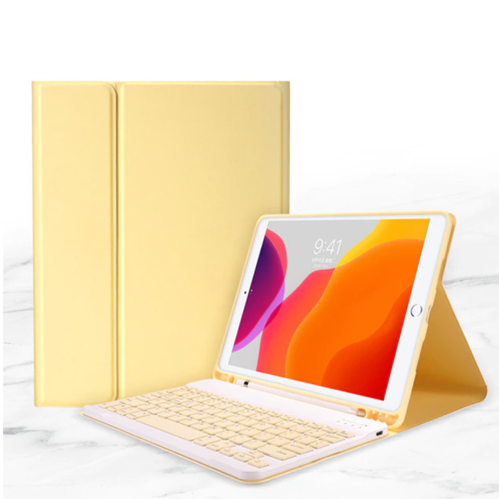 Etui na klawiaturę do iPada Pro (10,5 cala) - Wielofunkcyjna klawiatura QWERTY Etui na Bluetooth Smart Cover w kolorze żółtym