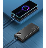 Baseus Power Bank con puerto PD 20.000mAh Triple puerto USB 3x - Pantalla LED Batería de emergencia externa Cargador de batería Cargador Negro