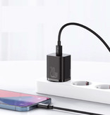 Baseus Cargador Super Si 20W PD USB-C - Suministro de energía Carga rápida USB - Cargador de enchufe de pared Cargador de pared Adaptador de cargador de CA para el hogar Negro