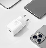 Baseus Caricabatteria USB-C Super Si 20W PD - Ricarica rapida USB Power Delivery - Caricabatteria da muro Caricabatteria da muro Adattatore per caricabatteria da casa CA Bianco