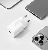 Baseus Super Si 20W PD USB-C Oplader - Power Delivery USB Fast Charge - Muur Stekkerlader Wallcharger AC Thuislader Adapter Wit