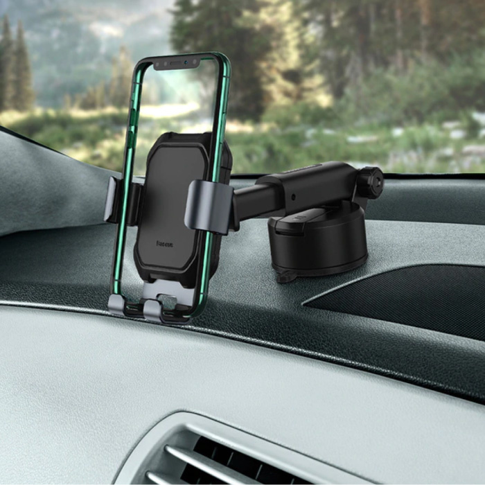 Uniwersalny uchwyt samochodowy na telefon ze stojakiem na deskę rozdzielczą - uchwyt na smartfon Gravity czarny