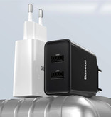 Baseus Caricatore con presa USB a doppia porta 2x - Caricatore da muro 2A Caricabatteria da muro Adattatore per caricabatteria da casa CA Bianco