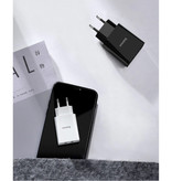 Baseus Dual 2x Port USB Plug Charger - 2A Wall Charger Wallcharger AC Home Charger Adapter White