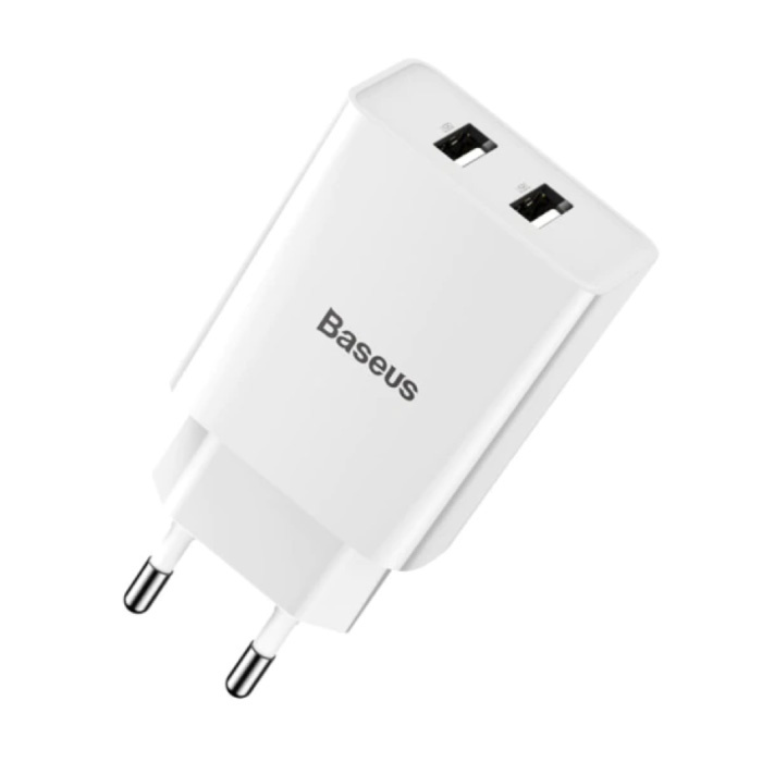 Chargeur de prise USB double 2 ports - Chargeur mural 2A Chargeur mural Adaptateur de chargeur secteur blanc